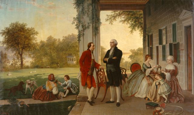 Rencontre entre La Fayette et Washington à Mount Vernon en 1784 - par T.P. Rossiter et L.R. Mignot