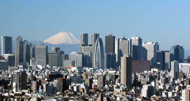 Centre ville de Tokyo et Mont Fuji