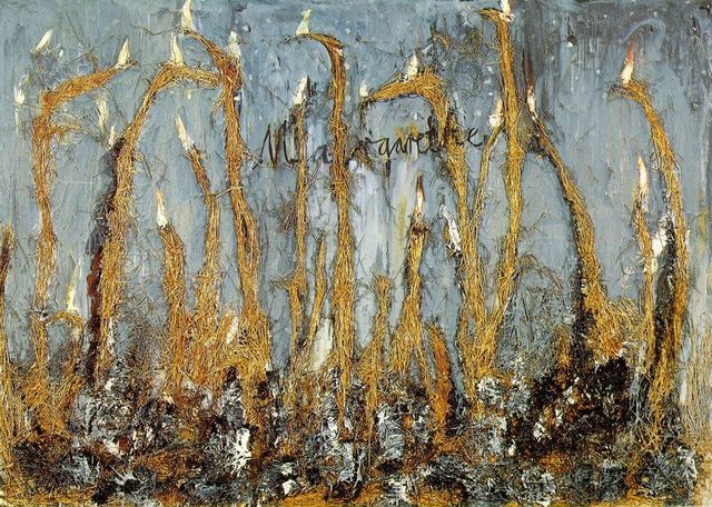 Margarethe 1981 oil and Bundles of straw on canvas
