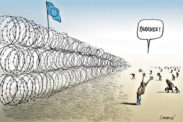 Chappatte, Les réfugiés et l'Europe, NYT Opinion, 15 sept. 2015