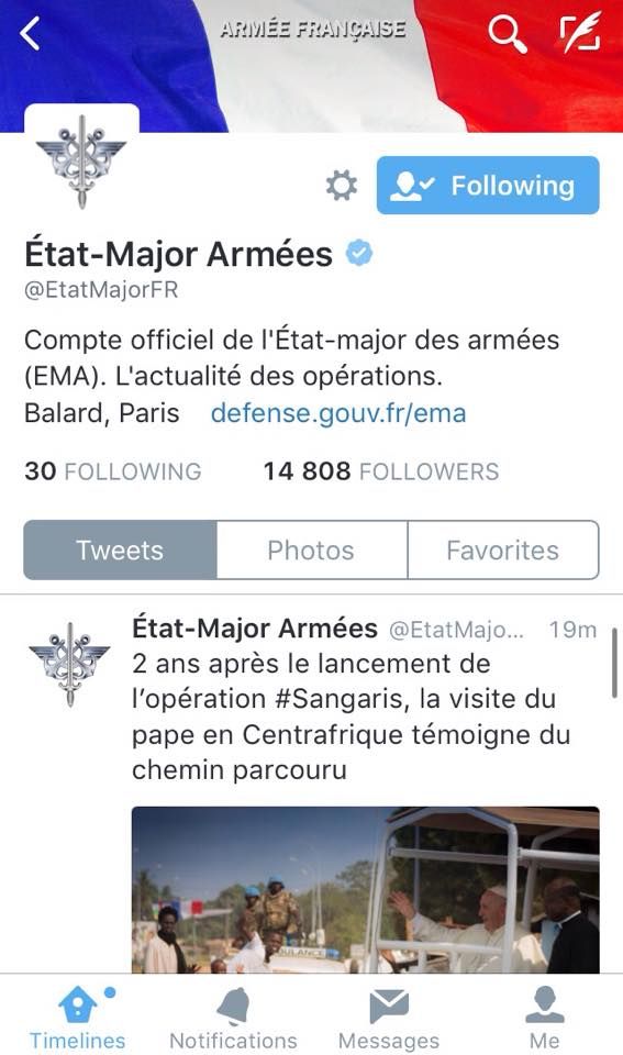 Capture d'écran - Twitter Etat-Major des Armées