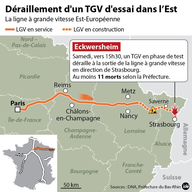 Plusieurs morts dans le déraillement d'un TGV d'essai