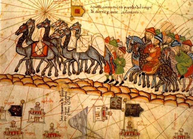 Caravane sur la route de la soie -Atlas catalan de Cresques Abraham- 1375