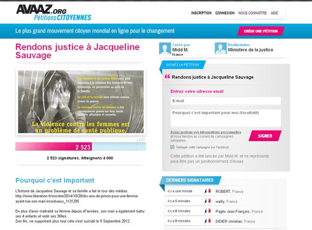 Pétition de soutien à Jacqueline Sauvage