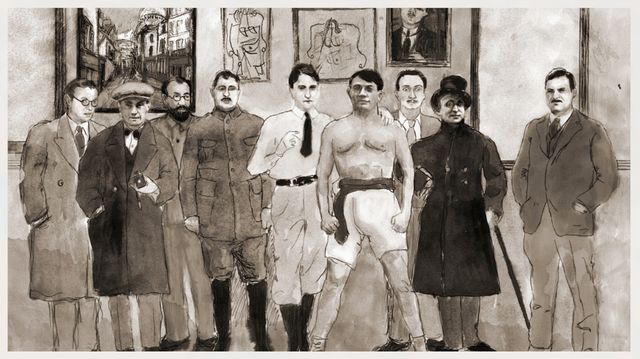 Jean-Paul Sartre, Man Ray, Henri Matisse, Guillaume Apollinaire, Jean Cocteau, Pablo Picasso, Salvador Dalí, Max Jacob et Erne