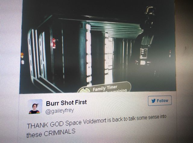 "Dieu merci Space Voldermort est de retour pour raisonner ces CRIMINELS"