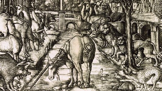 La licorne purifie l'eau avec sa corne par Jean Duvet vers 1547-1550