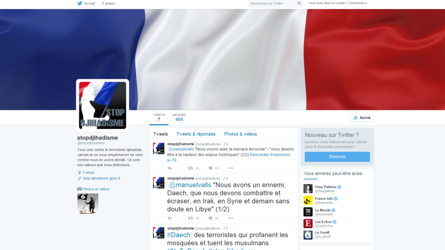 Le gouvernement a ouvert un compte Twitter pour lutter contre le djihadisme
