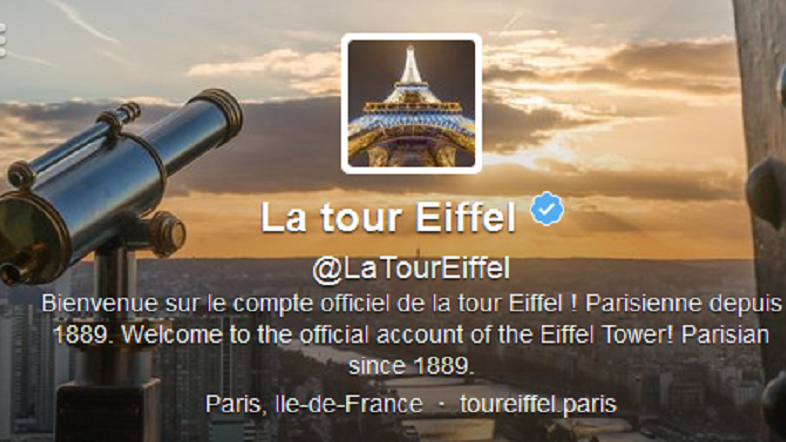 La Tour Eiffel vient d'ouvrir son compte Twitter.