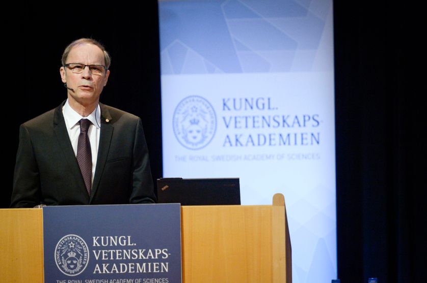 Jean Tirole lors de la remise de son prix en Suède en décembre 2014