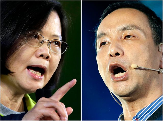 Tsai Ing-wen, leader du parti d'opposition et Eric Chu, candidat du Kuomintang