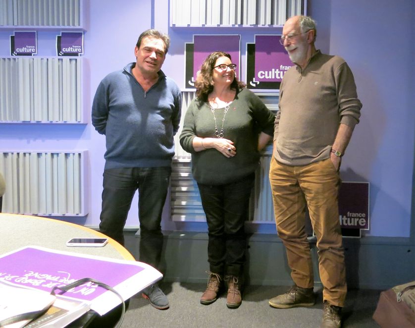 France Culture, studio 153... Hubert Ben Kemoun, Aline Pailler & Zaü (de g. à d.) Annick Haumier© Radio France