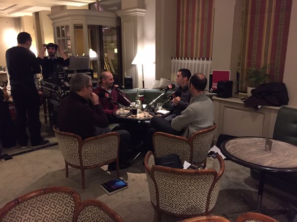 Lionel Esparza avec ses invités au Relais Bedford : Stéphane Degout, Emmanuel Reibel et Jean-Marc Besse