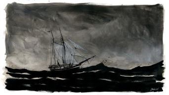 La Mer Calme, illustration de Moby Dick - Christophe Chabouté - Galerie Huberty-Breyne