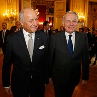 Laurent Fabius et Jean-Marc Ayrault au Quai d'Orsay le 12 février