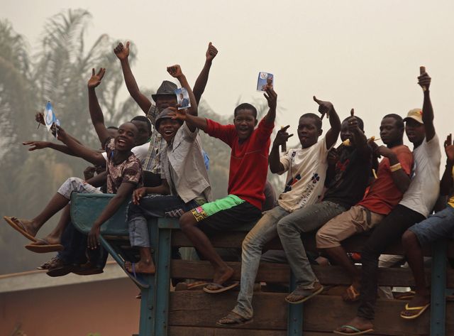 Des supporters de Faustin-Archange Touadéra à Bangui, Centrafrique