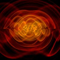 Simulation de la fusion de deux trous noirs.