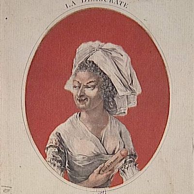 La démocrate. "Ah le bon décrêt". Allégorie des droits de l'homme.
