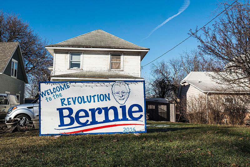 Un supporter de B. Sanders près de Des Moines, 1er fév. 2016 avant le caucus