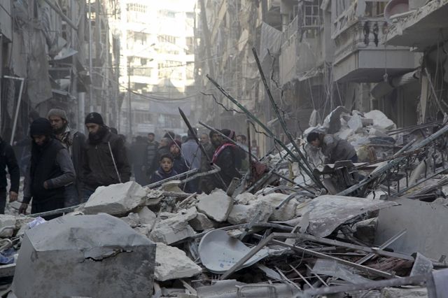 Alep après les bombardements contre les rebels