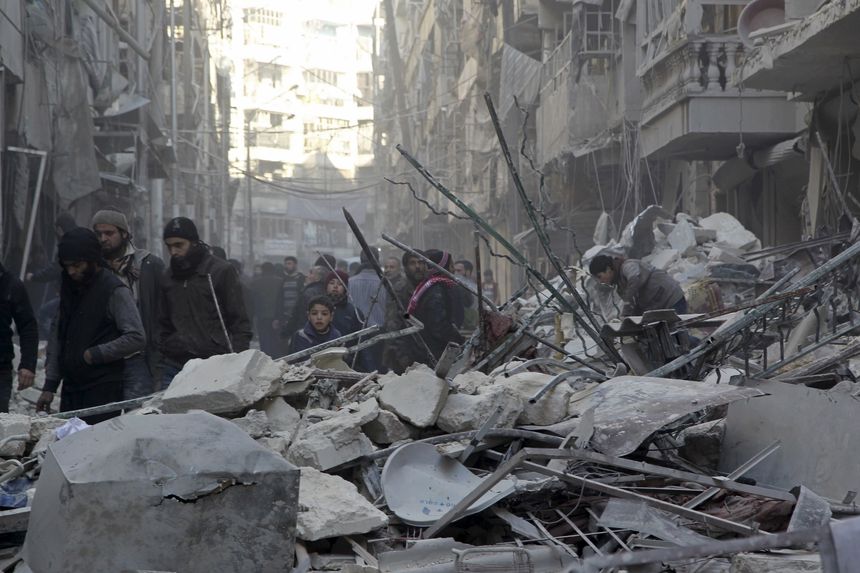 Alep après les bombardements contre les rebels