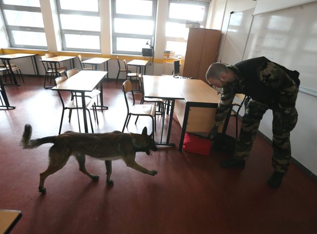 Une équipe cynophile de la gendarmerie au lycée Follereau de Belfort