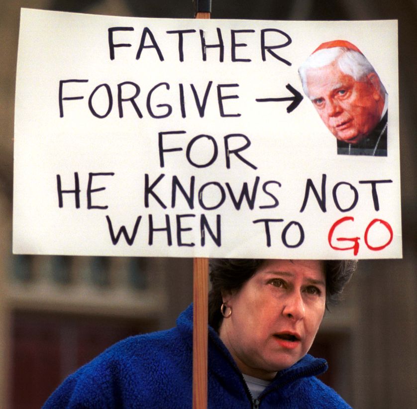 Manifestation en 2002 à Boston contre les cas de pédophilie au sein de l'église
