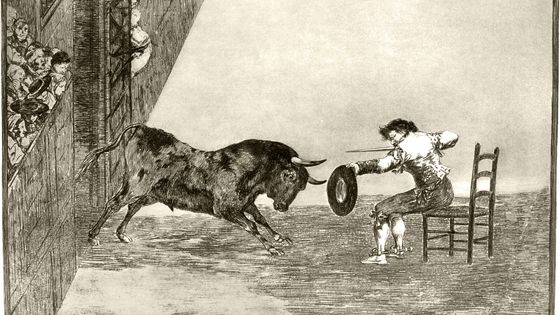 Temeridad de Martincho en la plaza de Zaragoza. Tauromaquia. Estampe 18. 1816. - Francisco de Goya / Museo del Prado
