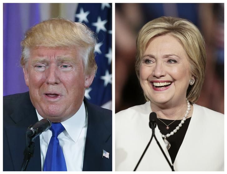 Donald Trump (g) et Hillary Clinton (d).