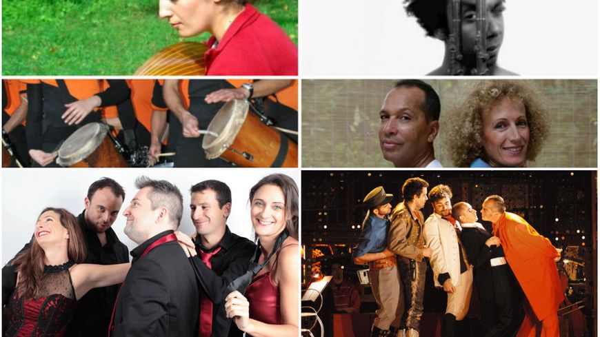 Joe Pilgrim et les Ligerians © facebook.com - Yann Cléry © guyane.coconews.com - Les tambours Sabar du Sénégal © DR Khalid Kouhen et Marylène Ingremeau © khalid-kouhen.com - Ensemble-Syntonia-©-ensemblesyntonia.com - L'Opéra de Quat 'sous de Kurt Weill