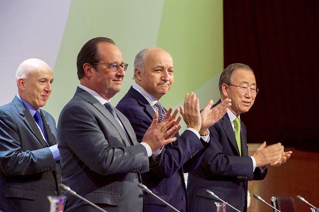 L Fabius F Hollande B Ki moon