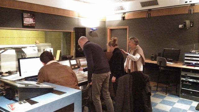 Cédric Chatelus, Cécile Laffon, Félix Levacher et Catherine Lemire dans la régie