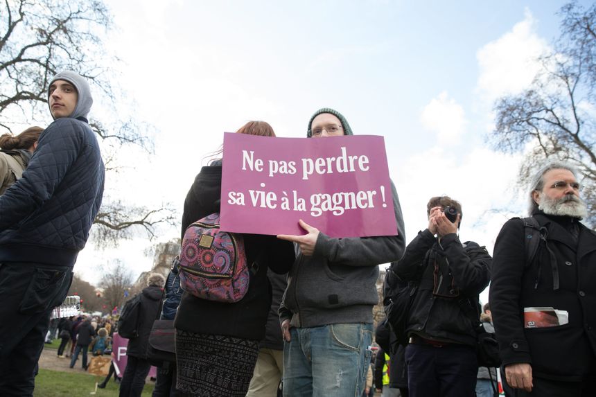 Paris, France 9 Mars 2016 Manifestation contre la loi travail place de la nation