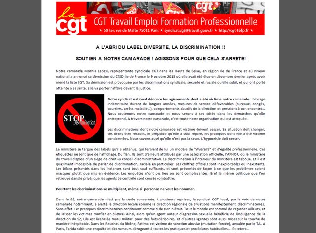 Cette salariée est soutenue par la CGT.