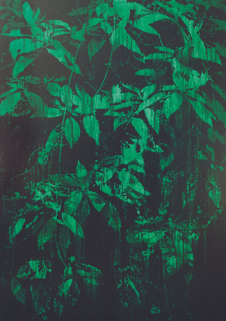 La forêt d'émeraude, acrylique sur panneau de bois, 2014, 175 x 122 cm