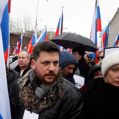 Leonid Volkov & Yulia Navalny, marche en hommage de Boris Nemstov, Moscou, 2015