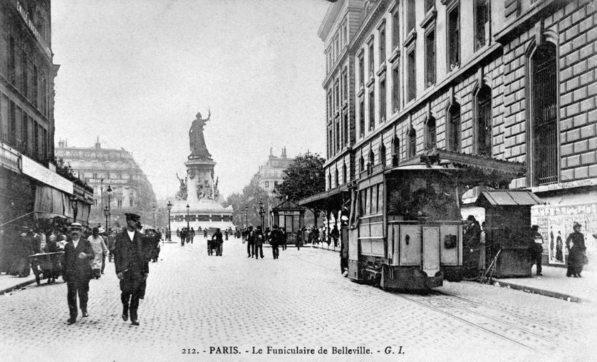 Le funiculaire de Belleville, Paris, début 20ème