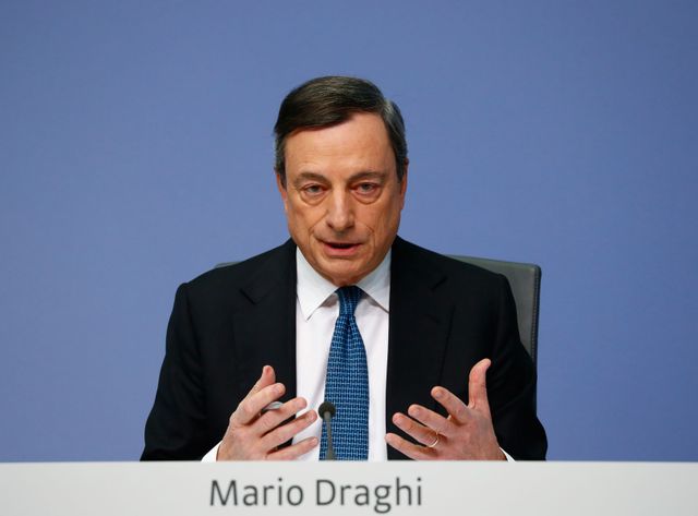 Mario Draghi, le président de la BCE lors d'une conférence de presse à Francfort