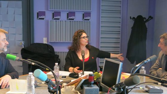 France Culture, studio 153... Paul Van Mulder Aline Pailler, Jean-Pierre Siméon ©Radio France - Annick Haumier