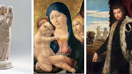 A. Dürer : Portrait d’un jeune homme / A. Pisano : Vierge à l’Enfant / L. da Verona : Vierge à l’Enfant avec un ange / P. Caliari, dit Véronèse : Portrait d’homme / Egon Schiele : Femme assise // © Musée des Beaux-Arts, Budapest 2016