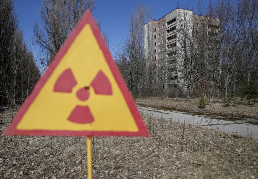 Symbole de danger nucléaire à proximité de la centrale de Tchernobyl