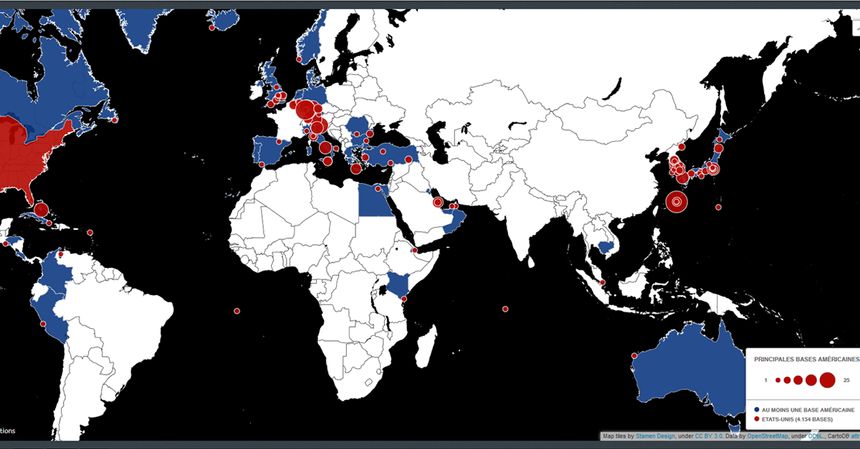la carte des bases militaires américaines à l'étranger