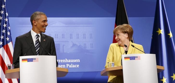 Le président américain Barack Obama et la chancelière allemande Angela Merkel