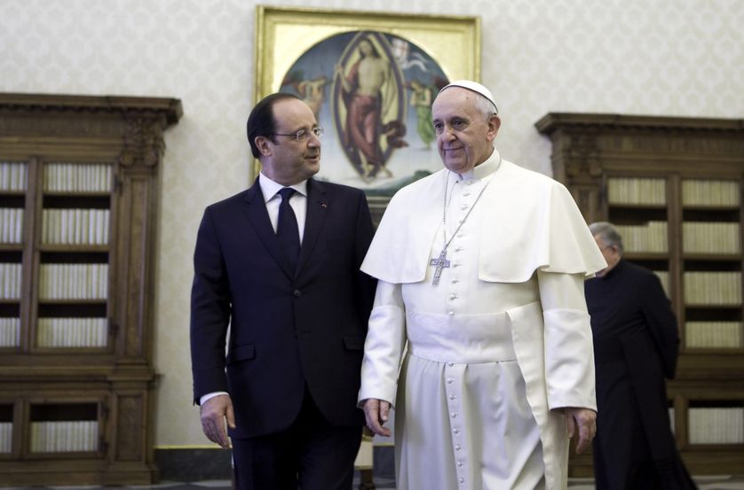 Vatican, Rome: France's President Francois Hollande meets Pope Francis during a