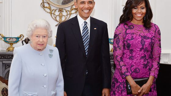 La Reine Elisabeth & le couple Obama, à Windsor, 22 av. 2016 ©Reuters - John Stillwell/Pool /REUTERS