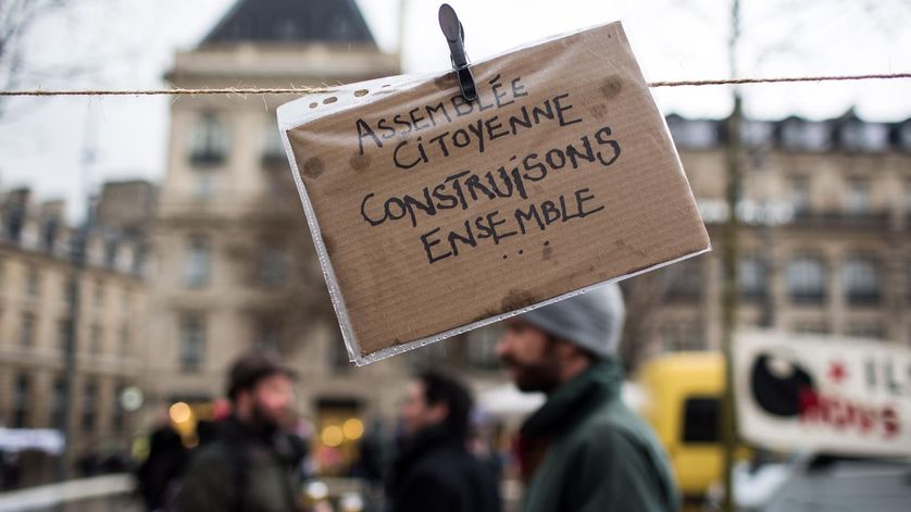 Pendant la "Nuit debout" place de la République à Paris, avril 2016.
