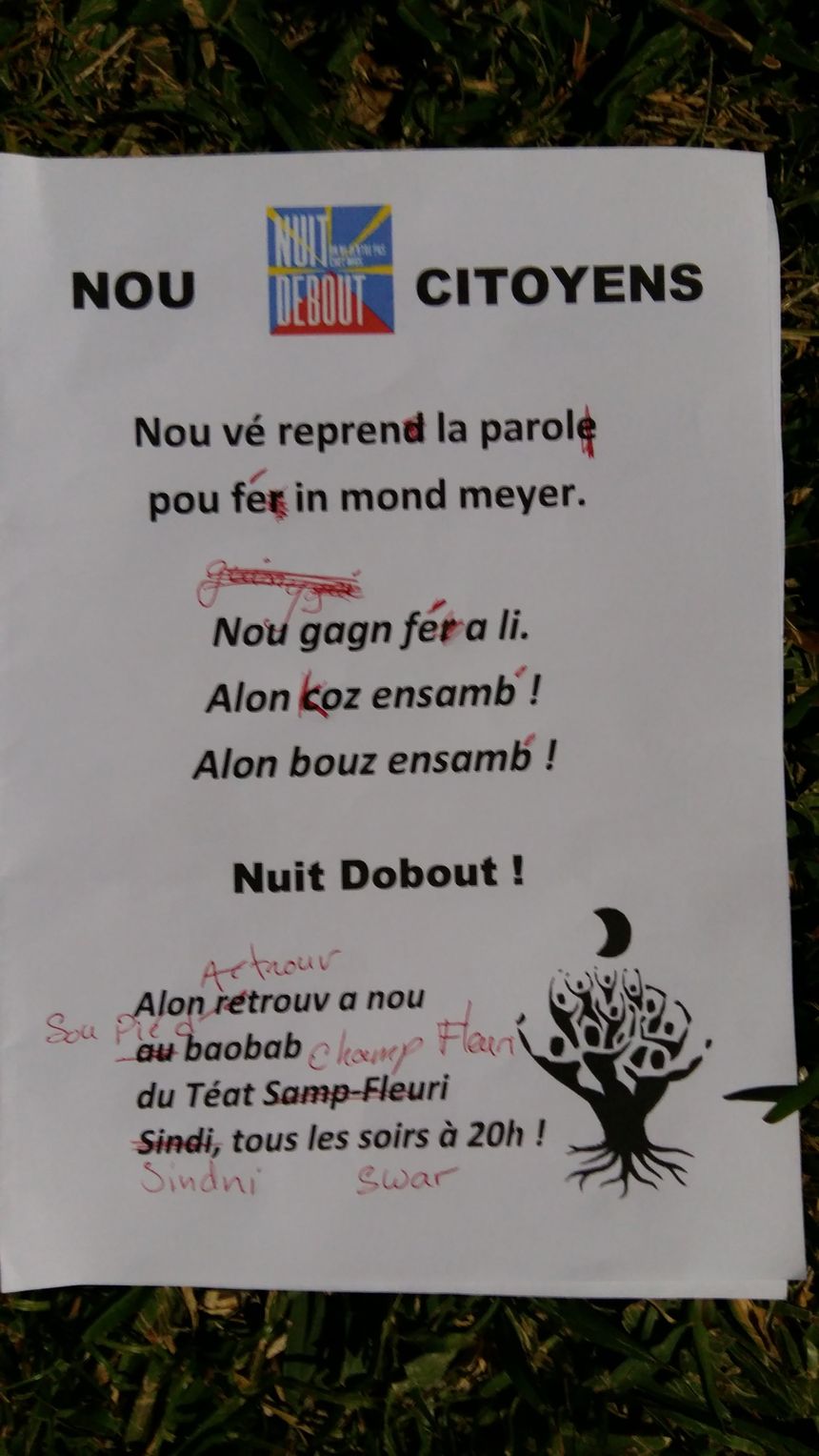 Tract Nuit Debout La Réunion... après l'AG