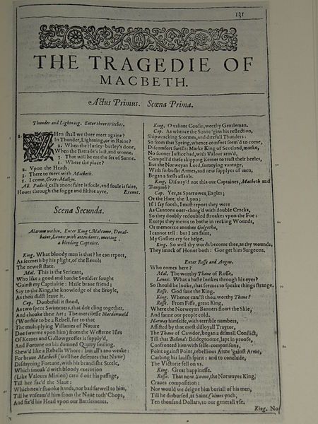 1ère page de Macbeth (1623)