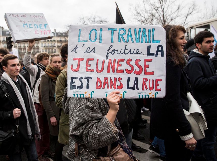 Manifestation de jeunes contre la loi travail