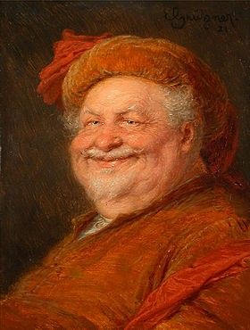 Sir John Falstaff peint par Eduard von Grützner (huile sur toile, 1921)
